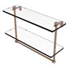 Allied Brass 16-in Brushed Bronze Two Tiered Glass Wall Mount Bathroom Shelf
