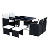 Outsunny 9-Piece Black Frame Patio Dining Set with White Cushions