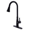Clihome 1-Handle Deck Mount Pull-Out Lever Kitchen Faucet with Deck Plate Included - Matte Black