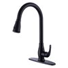 Clihome Matte Black 1-Handle Deck Mount Pull-Out Lever Kitchen Faucet with Deck Plate Included