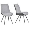 HomCom Contemporary Polyester Grey Upholstered Side Chair with Metal Frame - Set of 2