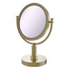 Allied Brass 8-in x 15-in Satin Brass Double-Sided Magnifying Countertop Make-Up Mirror
