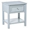 HomCom Grey Wood Rectangular End Table with 1-Drawer and Open Shelf