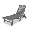POLYWOOD Nautical Slate-Grey Stackable Chaise Lounge with Wheels