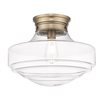 Golden Lighting Ingalls 16-in Polished Gold and Clear Glass Semi-Flush Mount Light