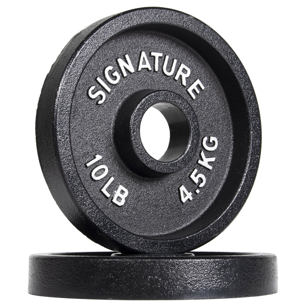 Signature Fitness 20-lbs Black Fixed-Weight 2-in Cast Iron Plates - Set of 2