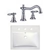 American Imaginations White 20.75-in Rectangular Bathroom Vessel Sink with Chrome Hardware (8-in centerset)