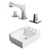 American Imaginations Rectangular White 16.25-in Bathroom Vessel Sink with Chrome Hardware Included