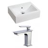 American Imaginations White Ceramic Rectangular Vessel Bathroom Sink with Faucet and Overflow Drain (16.25-in x 20.25-in)