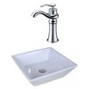 American Imaginations 15.75-in x 15.75-in White Ceramic Vessel Square Bathroom Sink - Faucet Included