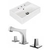 American Imaginations White Ceramic Wall-Mount Rectangular Bathroom Sink with Overflow Drain and Faucet (13.75-in x 19.75-in)
