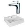 American Imaginations White Ceramic Vessel Rectangular Bathroom Sink - Faucet and Overflow Drain Included (17.25-in x 20.5-in)