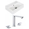 American Imaginations White Ceramic Vessel Rectangular Bathroom Sink with Faucet and Overflow Drain (13.75-in x 19.75-in)