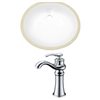 American Imaginations White Enamel Glaze Undermount Oval Bathroom Sink and Faucet with Overflow Drain - 16.25-in L x 19.5-in W