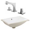 American Imaginations 14.35-in L x 20.75-in W Undermount Rectangular Bathroom Sink with Faucet and Overflow Drain - White Enamel