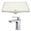 American Imaginations Undermount Biscuit Rectangular Bathroom Sink with Faucet and Overflow Drain - 13.5-in L x 18.25-in W