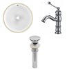 American Imaginations White Ceramic Undermount Round Bathroom Sink Faucet with Chrome Hardware (15 1/4-in x 15 1/4-in)