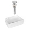 American Imaginations White Ceramic Vessel Rectangular Bathroom Sink with Drain (13-in x 17.25-in)