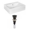 American Imaginations White Ceramic 20.25-in Rectangular Vessel Sink Set with Black Hardware