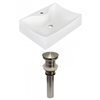 American Imaginations White Ceramic 21.5-in Rectangular Vessel Sink Set - Nickel Hardware