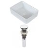 American Imaginations White Ceramic 18.75-in Rectangular Vessel Sink Set and White Hardware