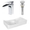 American Imaginations 15.25-in x 26.25-in White Ceramic Vessel Rectangular Bathroom Sink Faucet Drain