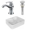 American Imaginations 14.75-in x 18.75-in White Ceramic Vessel Rectangular Bathroom Sink with Faucet and Drain