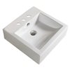 American Imaginations Square White Ceramic Vessel Bathroom Sink - Overflow Drain Included (18.3-in x 18.3-in)