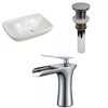 American Imaginations White Ceramic Vessel Rectangular Bathroom Sink with Chrome Faucet and Drain (17.25-in x 23.5-in)