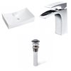 American Imaginations White Ceramic Vessel Rectangular Bathroom Sink with Chrome Faucet and Drain (17.75-in x 26-in)