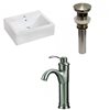 American Imaginations White Wall Mount Bathroom Sink and Chrome Drain with Faucet and Overflow Drain (16.25-in L x 20.25-in W)
