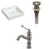 American Imaginations White Wall Mount Square Bathroom Sink with Chrome Drain and Nickel Faucet (17.5-in L x 17.5-in W)