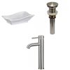 American Imaginations White Vessel Irregular Bathroom Sink with Chrome Drain and Brushed Nickel Faucet (14-in L x 20-in W)