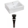 American Imaginations White Wall Mount Rectangular Bathroom Sink with Chrome Drain and Overflow Drain - 16.25-in x 20.25-in