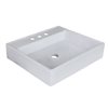 American Imaginations White 17-in Vessel Square Bathroom Sink with Chrome Hardware (No drain included)