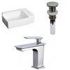 American Imaginations Ceramic Wall Mount Rectangular White Bathroom Sink with Drain and Faucet (11.75-in x 16.25-in)