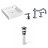 American Imaginations Wall Mount Ceramic White/Enamel Glaze Square Bathroom Sink with Drain and Faucet (17.5-in x 17.5-in)