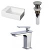American Imaginations Ceramic White/Enamel Glaze Vessel Rectangular Bathroom Sink with Faucet and Drain (11.75-in x 16.25-in)