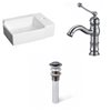 American Imaginations White/Enamel Glaze Vessel Ceramic Rectangular Bathroom Sink with Drain and Faucet (11.75-in x 16.25-in)