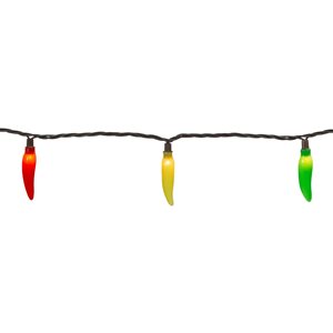 Northlight 35 Yellow and Green Chili Pepper String Light Set 22.5ft Brown Wire 
