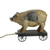 Northlight 10-in Black and White Wood Textured Pig on Cart Outdoor Garden Statue