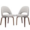 Plata Import Robby Grey Fabric Upholstered Dining Chair with Walnut Legs - Set of 2