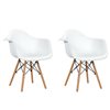 Costway White Contemporary Side Chair with Wood Frame - Set of 2