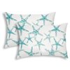 Joita Home Floating Starfish 2-Piece 20-in x 14-in Rectangular Turquoise Indoor/Outdoor Pillow Sewn Closure
