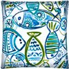 Joita Home Schooling Fish 17-in W x 17-in L White/Blue Square Pillow Cover
