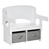 Qaba 23.62-in Height Adjustable White Convertible Kids Desk and Bench