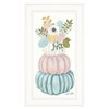 "TrendyDecor4U White Wood Framed 21-in H x 12-in W Whimsical Wood Print ""Floral Pumpkins"" by Sara Baker"