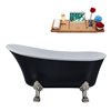 Streamline 32W x 67L Matte Black Acrylic Clawfoot Bathtub with Brushed Nickel Feet and Reversible Drain with Tray