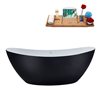 Streamline 35W x 75L Matte Black Acrylic Bathtub and a Glossy White Center Drain with Tray
