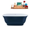 Streamline 28W x 59L Matte Light Blue Acrylic Bathtub and a Polished Chrome Center Drain with Tray